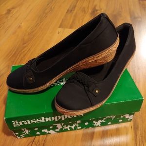 Grasshopper Harbor Black Wedge Shoes Size 8 Medium
